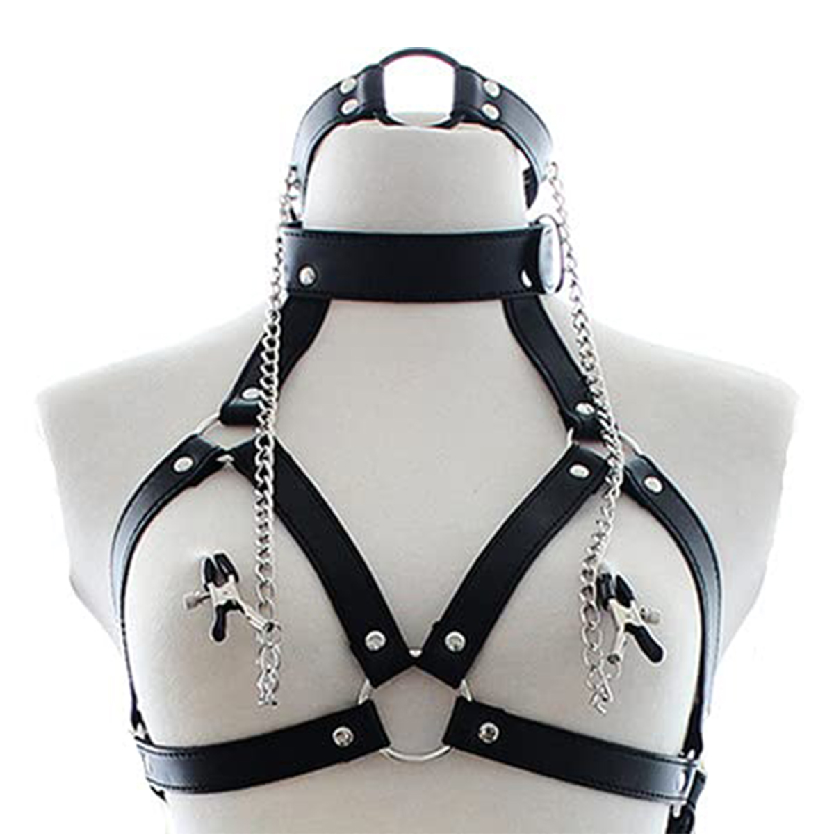 Leatherwork Clamp - Kerah Choker kulit PU dengan penjepit