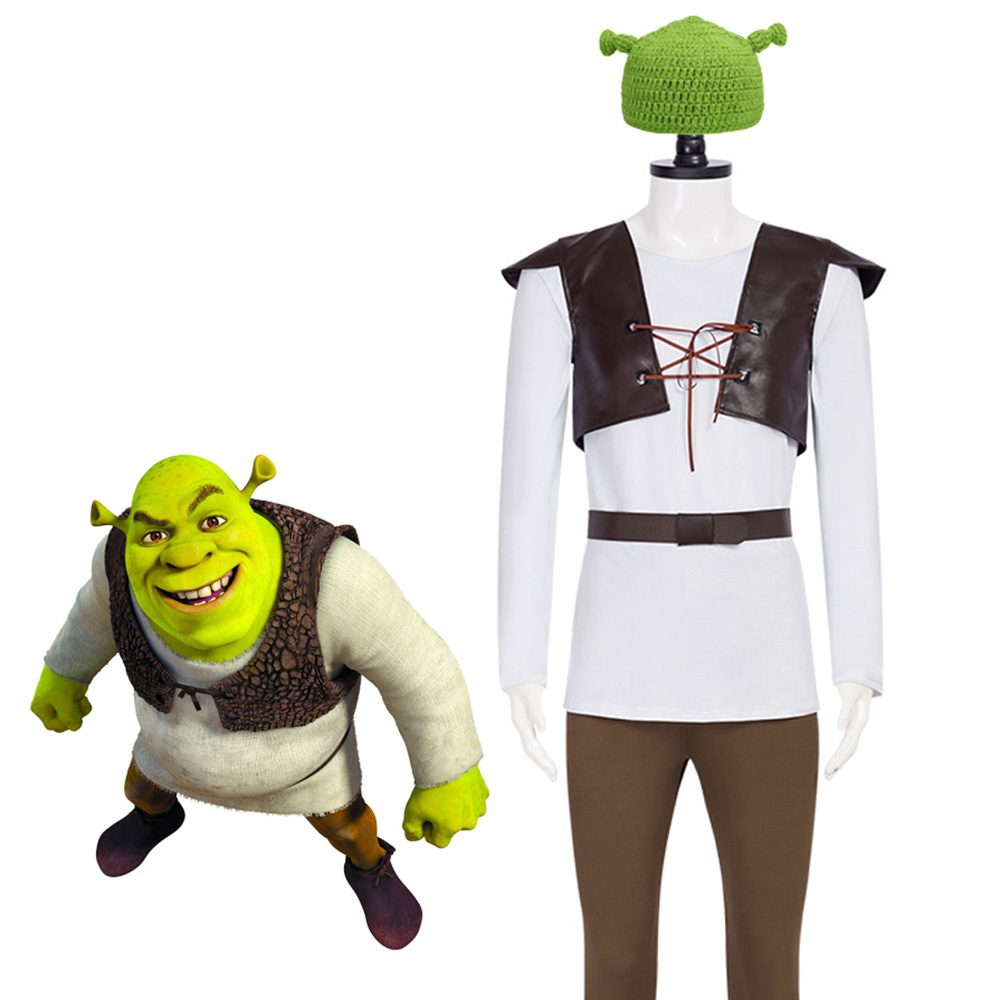 Leather Work Hat - Kostum Cosplay Shrek Topi Hijau Celana