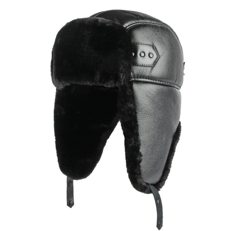 Leather Work Hat - HT4002 Baru Kulit PU Topi Rusia
