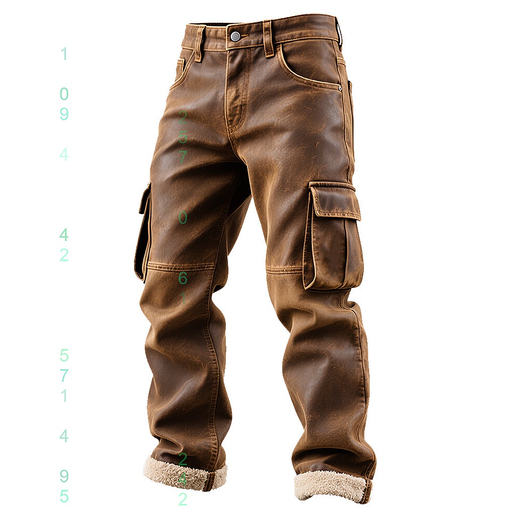 Leather Work Overalls - Celana Kerja Kulit PU Coklat Vintage