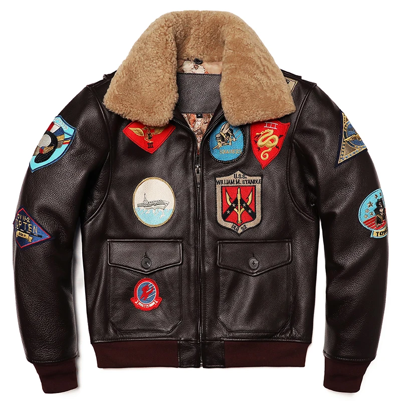 Leather Work Jacket - Pakaian militer G1 jaket penerbangan tebal