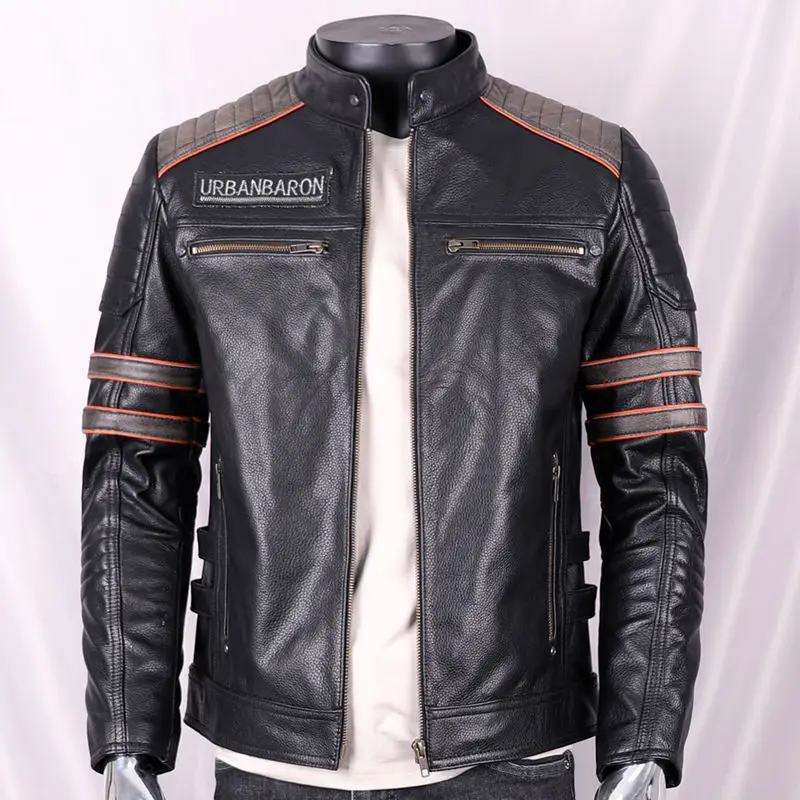 Leather Work Jacket - Jaket kulit asli untuk pria kerah