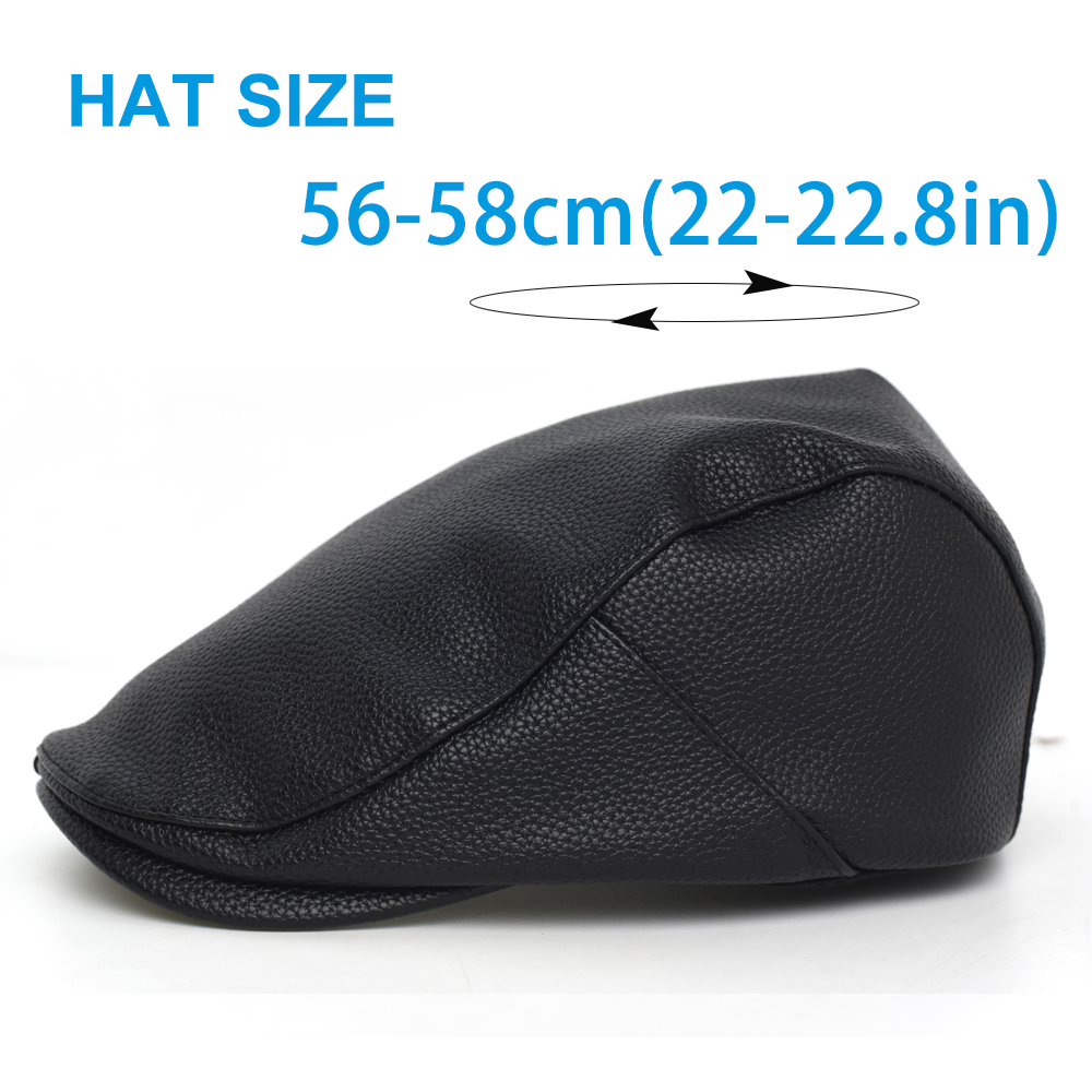 Topi Newsboy PU Pria Wanita Mu - Leather Work Hat ulasan dan harga