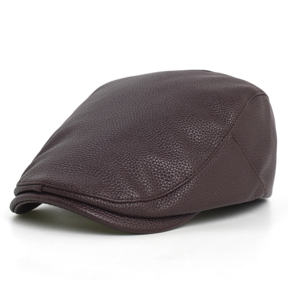 Topi Newsboy PU Pria Wanita Mu - Leather Work Hat ulasan dan harga