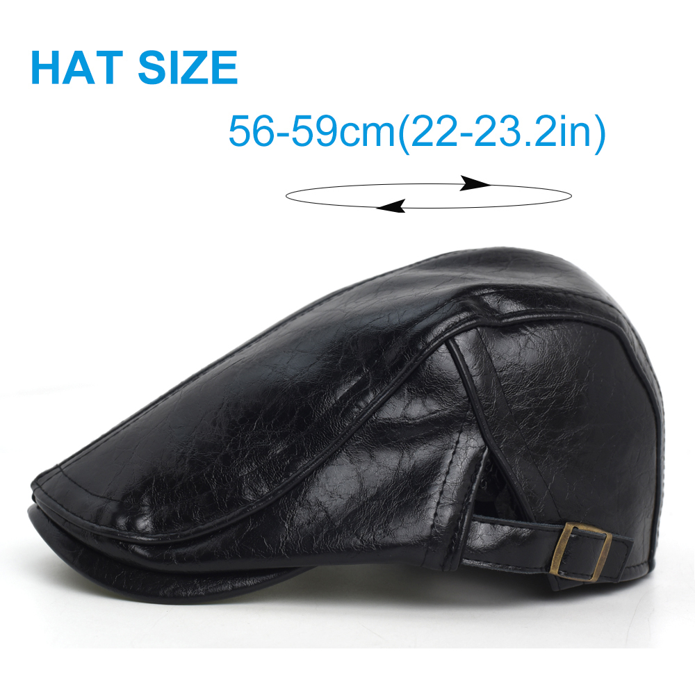 Topi Newsboy PU Pria Wanita Mu - Leather Work Hat ulasan dan harga