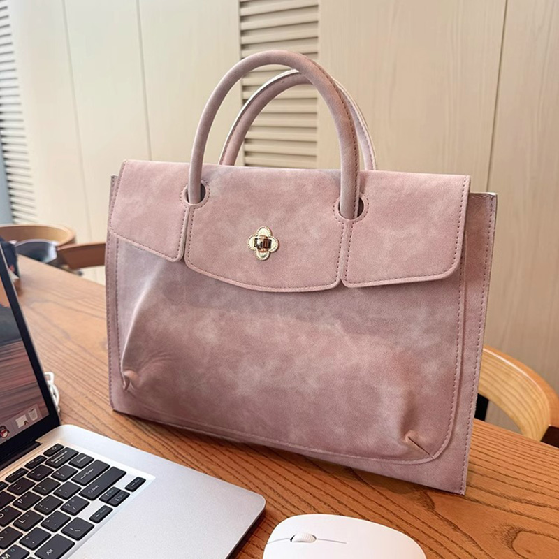 Tas Laptop Tote Kulit PU Pink  - Leather Work Bag Laptop ulasan dan harga