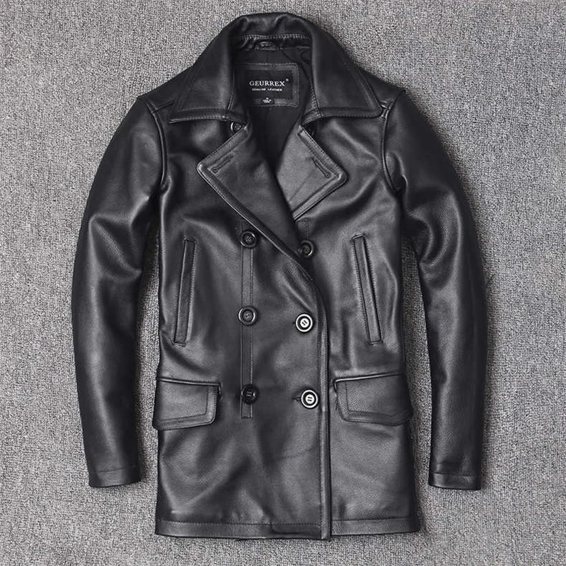 Jaket kulit asli pria, jaket k - Leather Work Jacket ulasan dan harga