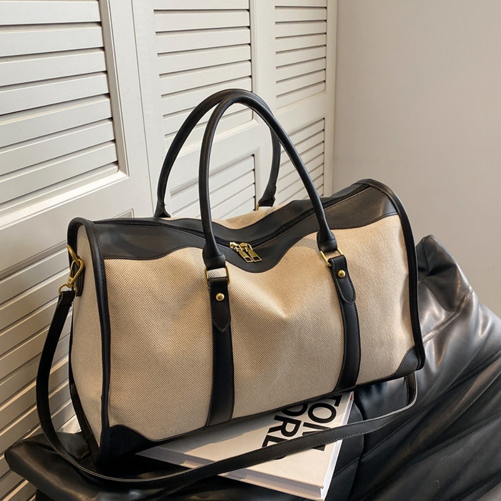 Tas Tote Kanvas & Kulit PU Vin - Leather Work Duffle Bag ulasan dan harga