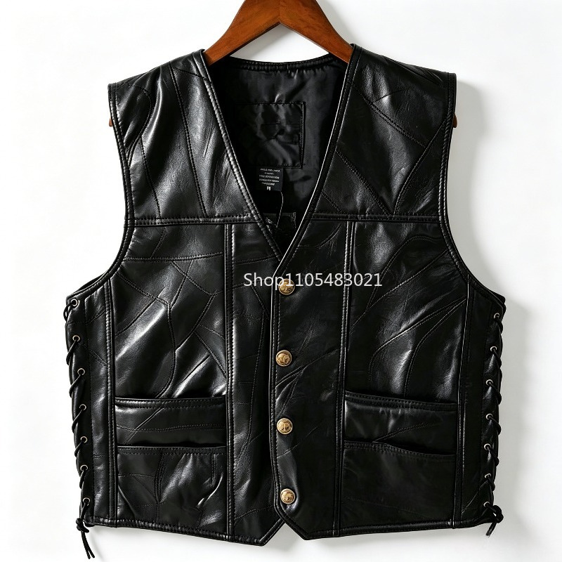 Rompi Kulit Hitam Pria Model P - Leather Work Jacket ulasan dan harga
