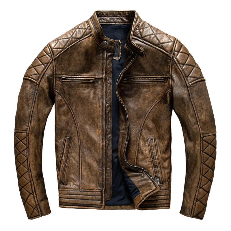 Jaket Kulit Pria Vintage Kunin - Leather Work Jacket ulasan dan harga
