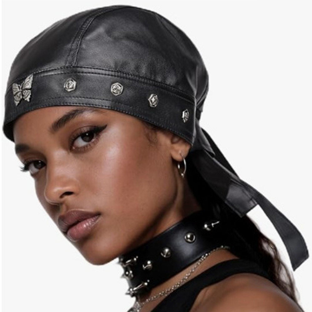 Topi Biker Kulit PU Hitam Baru - Leather Work Hat ulasan dan harga