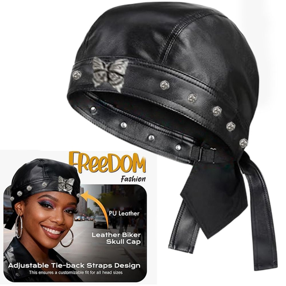 Topi Biker Kulit PU Hitam Baru - Leather Work Hat ulasan dan harga