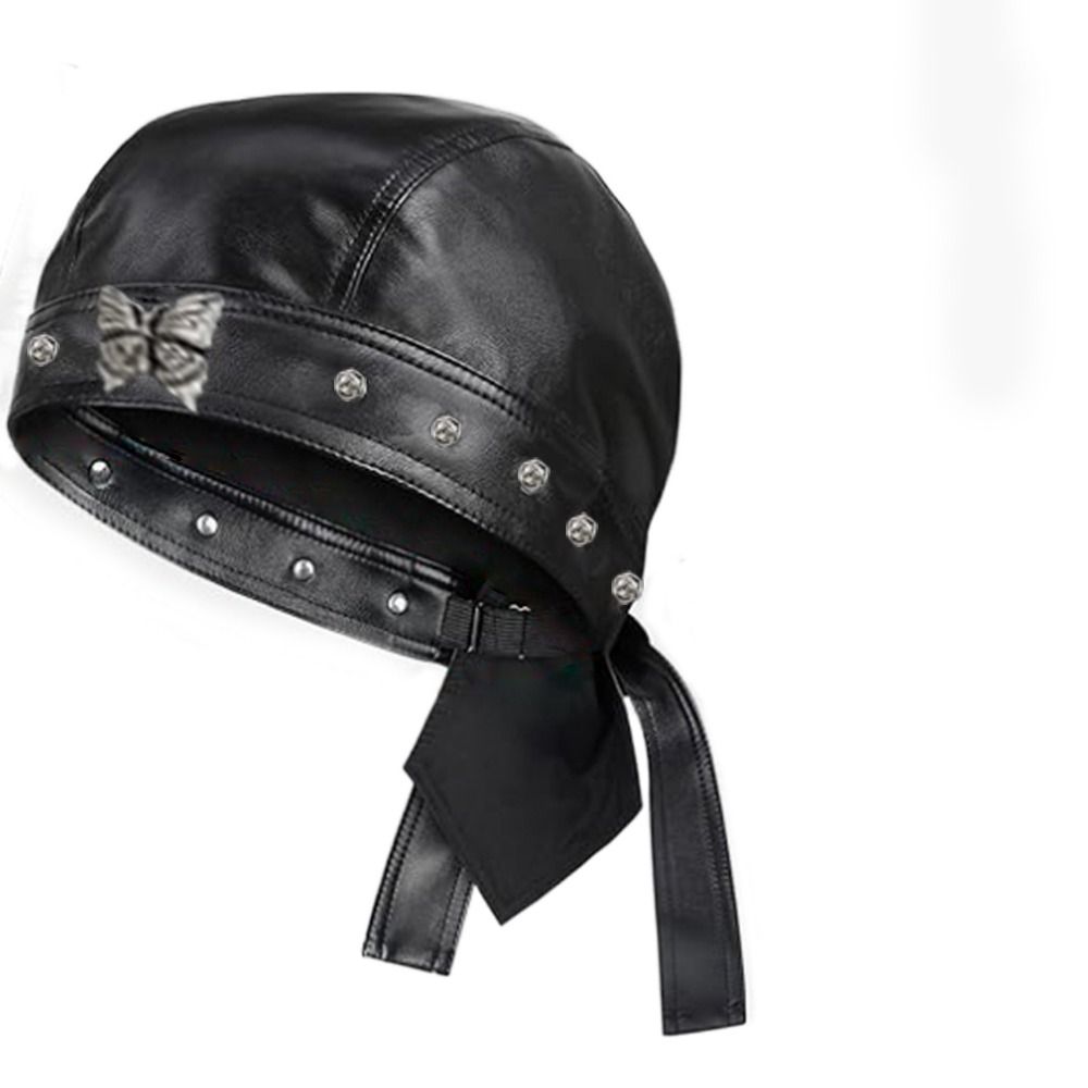 Topi Biker Kulit PU Hitam Baru - Leather Work Hat ulasan dan harga